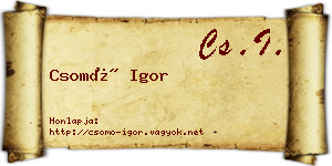 Csomó Igor névjegykártya